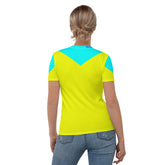 Close-up of Align & Shine crew neck T-shirt fabric.